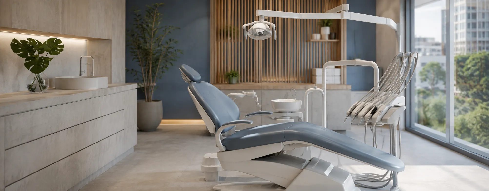 Consultório odontológico moderno e iluminado